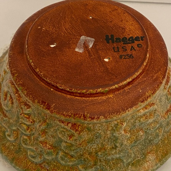 Haeger USA Planter 256 Round Brown Green Clay White Drip Glaze Ceramic Pottery - Picture 2 of 4